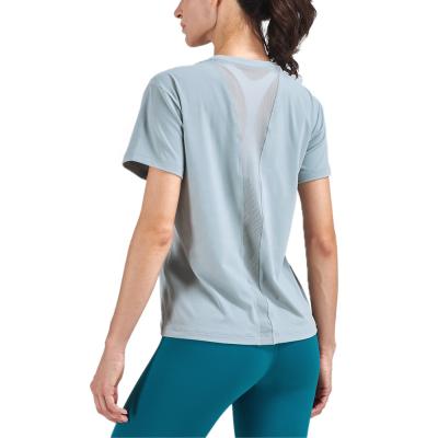 China Wholesale Breathable Mesh Moisture-Wicking Loose Tops Clothing Fitness Gym Wear Short Sleeve T-Shirt Casual Sports Yoga for sale