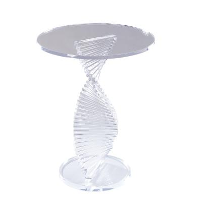 China Transparent Convertible Acrylic Side Table Table Circle Twist End Table for sale