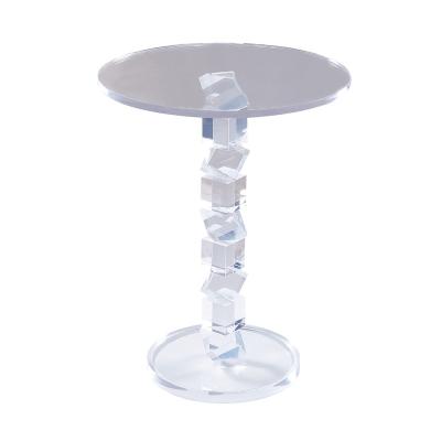 China Acrylic Side Table Convertible Round Side Table Transparency Small Table for sale