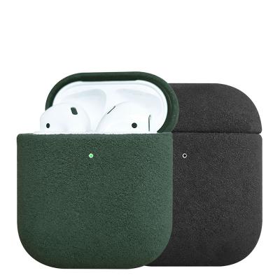 China For TENCHEN Luxury Leather Earphone Case For AirPods 3 Plush Suede Cover Case Support Wireless Charging And Front LED Visible for sale