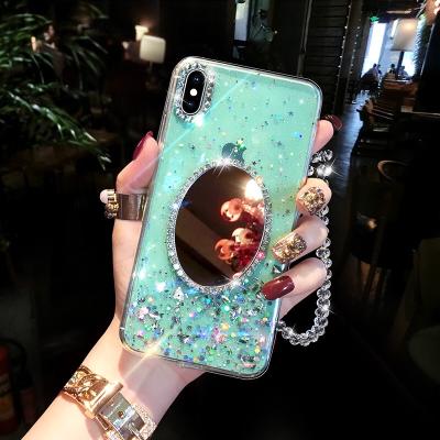 China Handy Universal Phone Mirror Pocket Mirror Socket Mini Mirror Quicksand Mobile Phone Stick Unbreakable Holder for sale