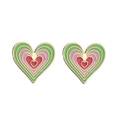 China Fashion Jewelry Vintage Enamel Heart Star Charm Colorful Multilayer Huggie Stud Earring For Women Jewelry for sale