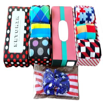 China Breathable Happy Merry Christmas Socks Box Colorful Man Woman Gift Box Set Socks for sale