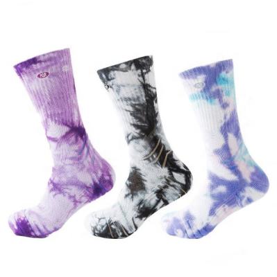 China Tie Dye Antibacterial Basketball Socks High-elastic Sports Socks Absorb Sweaty Crew Socks for sale