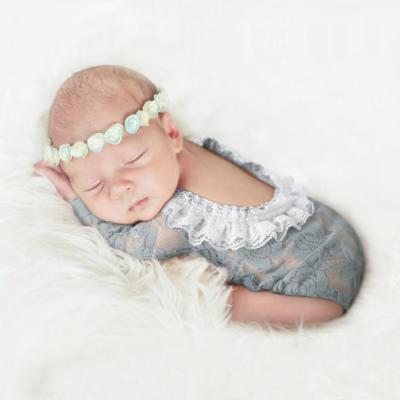 China Newborn Cute Polyester Lace Beads Jumpsuit Infant Photography Clothes Photo Stdio Suit Backless Props for sale