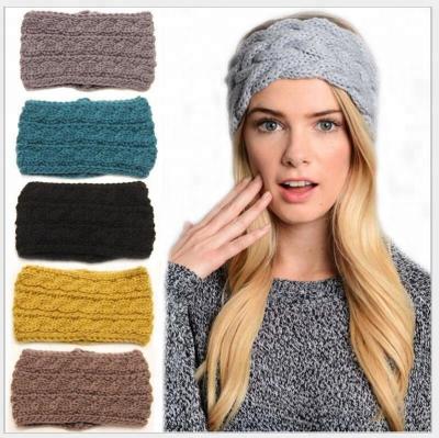 China Plum Knit Headband Chunky Knit Fabric Ear Warmer Knit Wool Headband For Women Girls Fall Winter Accessories for sale