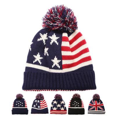 China breathable & Waterproof Unsex USA Flag Design Knit Beanie Hats, Thick Knit Skullies Ski Hats, Winter Ski Snow Board Toque for sale