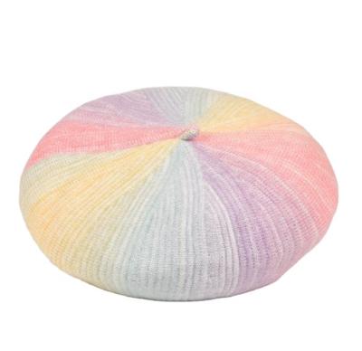 China Variety JOINT Ombre Hats Girls Painter Cap Beret Dress Woolen Knitted Hat for sale