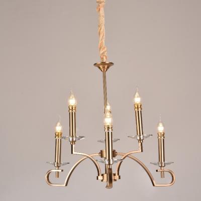 China Modern Simple Vertical Copper Chandelier Lighting Fixture Warm Chandelier Pendant Lamp for sale