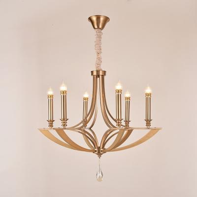 China Morden Europe Style Post Modern Luxury Metal Chandelier Pendant Lamp Golden Hotel Pendant Light for sale