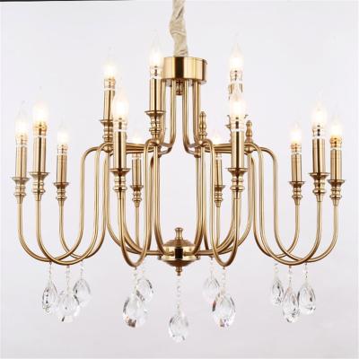 China Crystal Square Chandeliers Modern Hanging Lamp Gold Plated Morden Vintage Lighting Metal Chandelier for Bedroom for sale