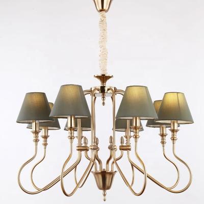 China Morden Modern Simple Decorative Hanging Chandelier With Fabric Shade for sale