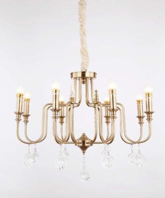 China Wholesale Morden Crystal Lights Iron Multi Head Hotel And Home Chandelier Lamp for sale