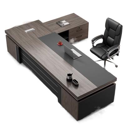 China Durable Modern L Shaped MDF Melamine Wooden Office Desk Manager Executive Office Desk for sale