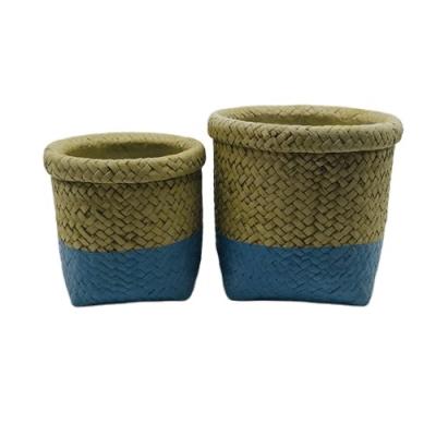 China Chinese Style Fiber Weaving Patterns Cement Pot New Style Chinese Planting for sale