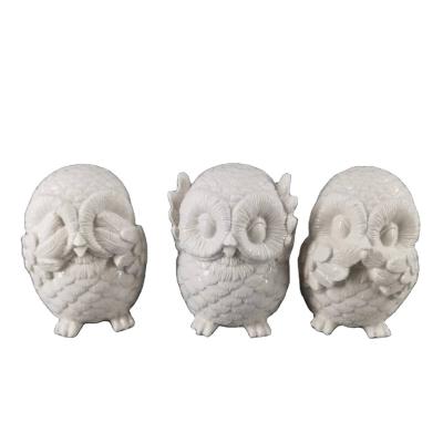 China Europe White Owl Ceramic People OEM Customized Europe Art Style Animal Living Room Gift for sale