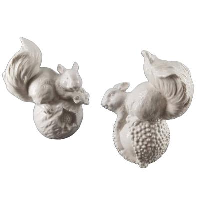 China Little Ceramic Europe White Squirrel For Home Decor Craft Europe Art Style Living Room Gift for sale