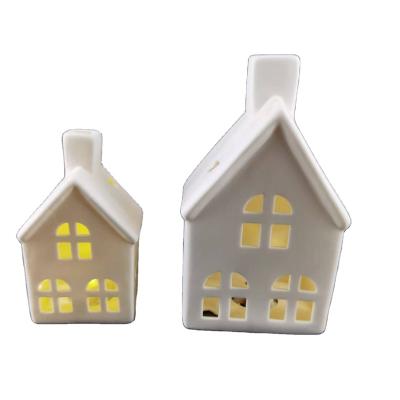 China Europe Ceramic House With Electronic Lamp Folk Europe Customized Art Style Gift for sale