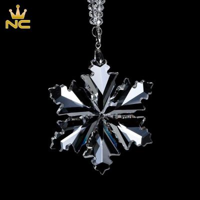 China Hanging Glass Pendants Crystal Snowflake China Suncatcher Prism Chandelier Parts Christmas Ornaments for sale