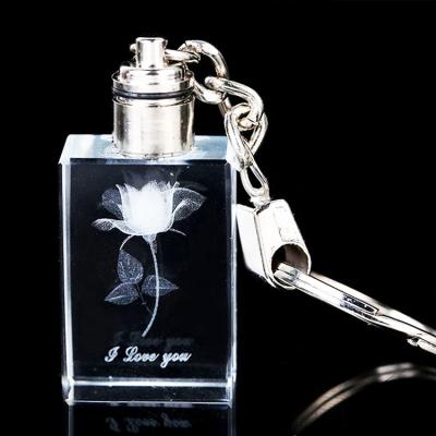 China Wholesale China Rose Crystal Key Chain With LED for sale