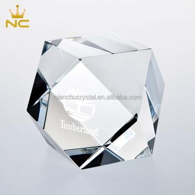 China China 3D Laser Etched Glass Cube Faceted K9 Optical Crystal Paperweight for sale