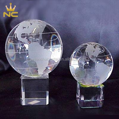 China China Customized 60mm Clear Crystal Glass Globe On Base World Map For Souvenirs Gifts for sale