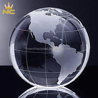 China China Decorative Round Ball Shaped Clear Glass Globe Crystal Earth World Globe for sale