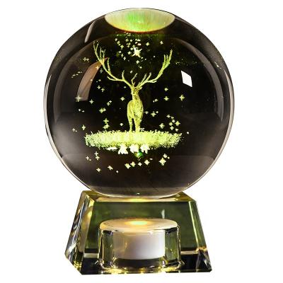 China Fashionable China Birthday Gift for Boy and Girlfriend with LED Lights Christmas Crystal Ball Elks for sale