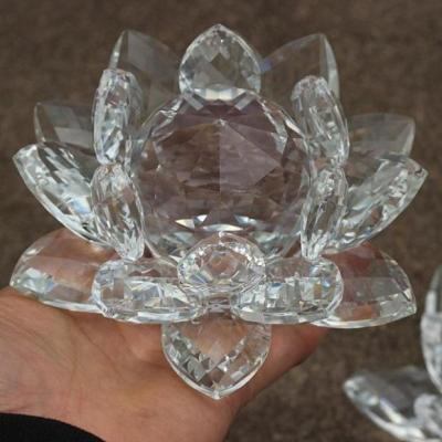 China Practical China car decoration rotating crystal lotus candle holder home decoration with gift box for sale