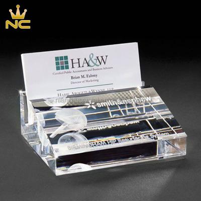 China Custom China K9 Crystal Business Card Holder For Office Gift for sale