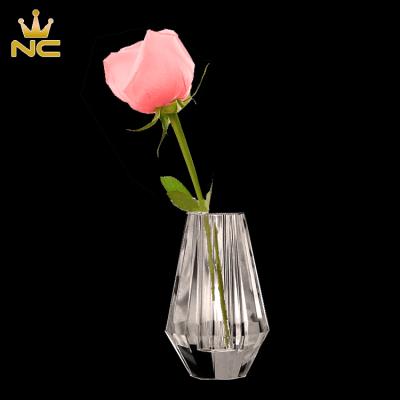 China China Facets Cut Small Clear Rose K9 Crystal Vase For Wedding Centerpiece Modern for sale