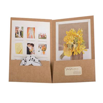 China Durable/Protective/Recyclable Custom Logo Printing Cheapest 2 Pocket Kraft Paper File Presentation Folder for sale