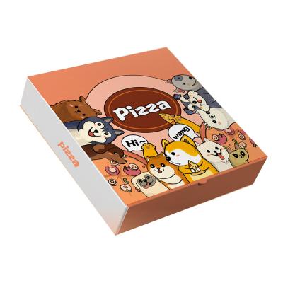 China Recyclable Full Color Printing Custom Logo 9 10 11 12 14 18 Inch Corrugated Kraft Paper Fries Burger Pizza Boxes for sale