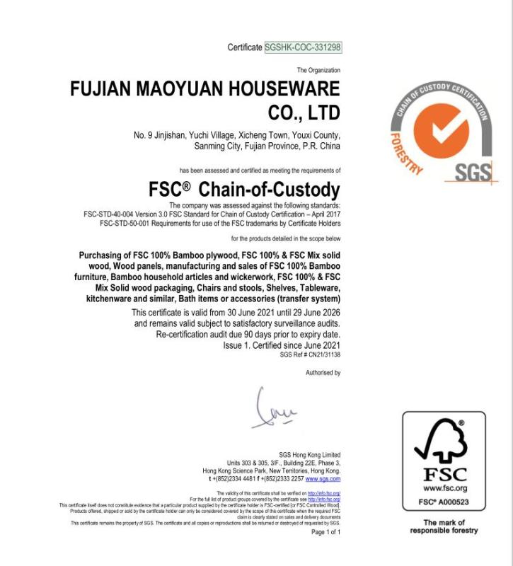 FSC - Fujian Maoyuan Houseware Co., Ltd.