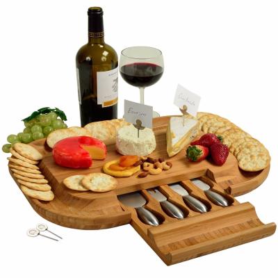 China Sustainable bamboo cheese board with knife set for sale