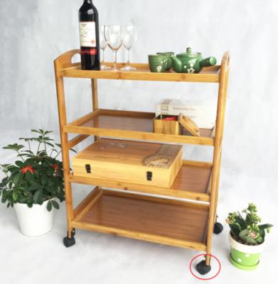 China Sustainable Multiple Shelves Drink Food Car On Wheels Bamboo Restaurant Cart Serving Cart for sale