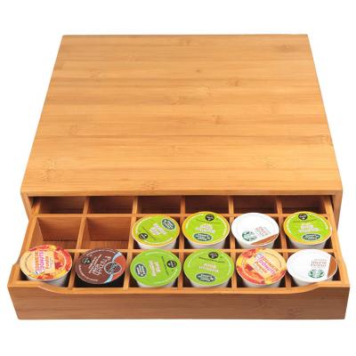 China Serving Coffee Pod Holder Pod Organizer Storage Drawer Eco-friendly Superior Bamboo Simple Design for sale