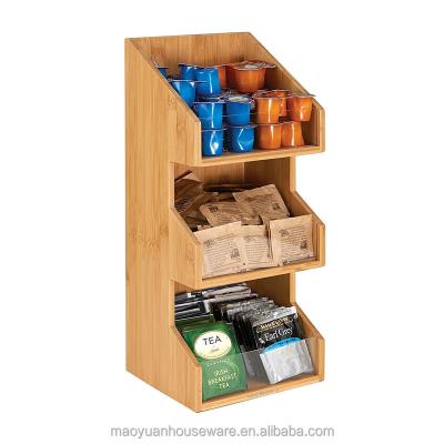 China Sustainable Bamboo Wooden Condiment Organizer for Coffee and Tea for sale