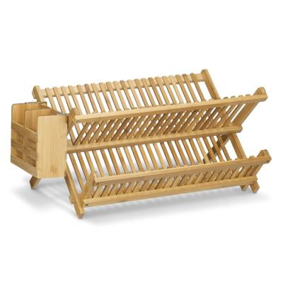 China Sustainable Bamboo Folding Square Kitchen Dish Dish Drain Rack Organizer Over Sink Dish Drying Rack for sale