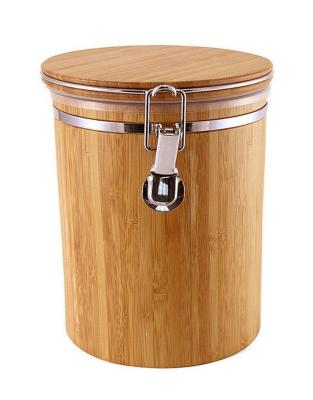 China Sustainable Bamboo Food Storage Jar With Airtight Seal Bamboo Lid, Canister For Serving Tea, Coffee, Spice for sale