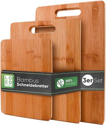 China Sustainable Solid Kitchen Cutting Board Set For Custom Bamboo Food Prep Chopper Set Of 3 for sale