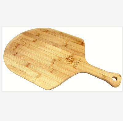 China Sustainable Bamboo Skin Pizza Tray Round Wood Panel Pizza Board Dish With Handle for sale