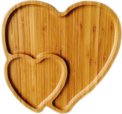 China Reusable And Durable Heart Shaped Bamboo Cake Dish Simple Luxury Decorative Serving Snack Dish for sale