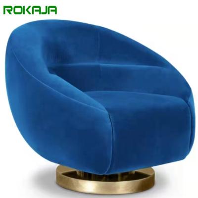 China Modern Luxury Blue Low Home Furniture Chaise Lounge Arm Chair Indoor Lounge Chairs Stainless Steel for sale