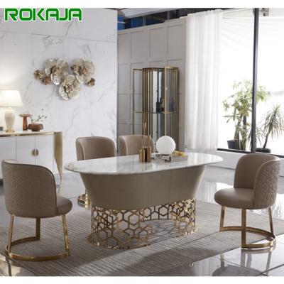 China Modern Royal Luxury Marble Dining Tables Set Modern 4 6 Seater Hotel Five Star Rectangular Dining Table for sale