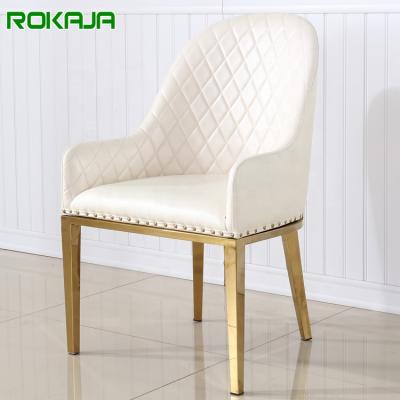 China Nordic luxury leather dining chair lounge chair stainless steel negotiation chair leisure chair leather white for sale