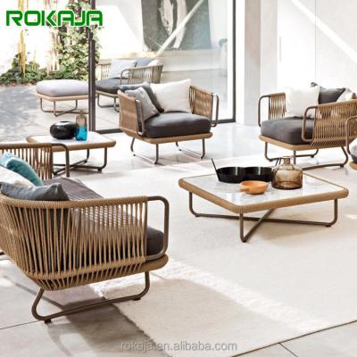 China Modern Woven Outdoor Furniture Design Holiday Garden Sofa Outdoor Furniture Sofa Set Rope Rattan Wicker Chair New Sectionals for sale