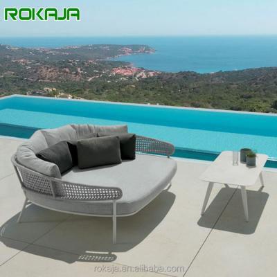 China Outdoor Sofa Rattan Rope Sun Sofa Bed Coffee Table Modern Luxury Nordic Outdoor Sun Bed Beach Combination for sale