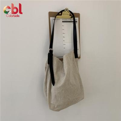 China Simple Canvas Tote Cotton Tote Bag Canvas Folding Portable Shoulder Shopping Bag In Stock for sale