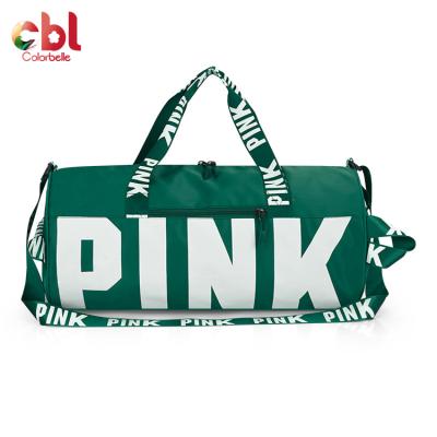 China New sports fashion girls pink fleece travel luggage bags sports shoe travel trailer bag can be installed shoe sport bag for sale